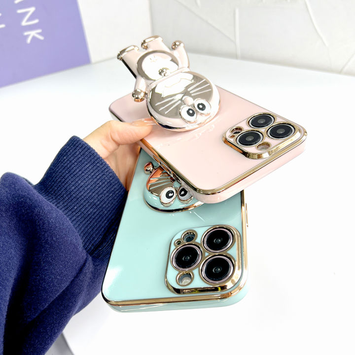 TA%20for%20Infinix%20Smart%206%20HD%20Back%20Cover%20Cute%20Doraemon%20Folding%20Bracket%20Luxury%206D%20Plating%20Case%20Soft%20Silicone%20Square%20Phone%20Case%20for%20Girls%20-%20Image%204