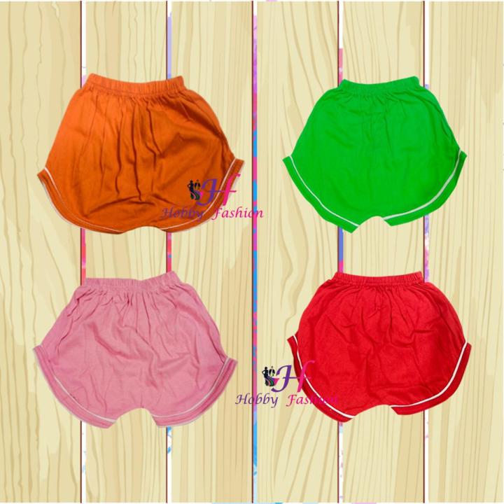 4 Pieces One Color Cotton Round Kids Half Pant by Any color