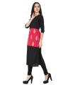 Black and Magenta Block Printed Cotton Casual Kurti for Women (Tailor Made).