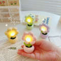 Mini flower cute bedroom creative bedside ornament cream glue DIY night light graduation gift desk lamp. 