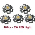 10Pcs- 20mm BLACK PCB Plate WHITE LED Light 3W 3.7V LED Light Bulbs WHITE Color 3W LED Light Plate 3.7V Light 3W Light Plate 20mm Heat Sink Aluminum Base PCB LED Light For 18650 Battery.
