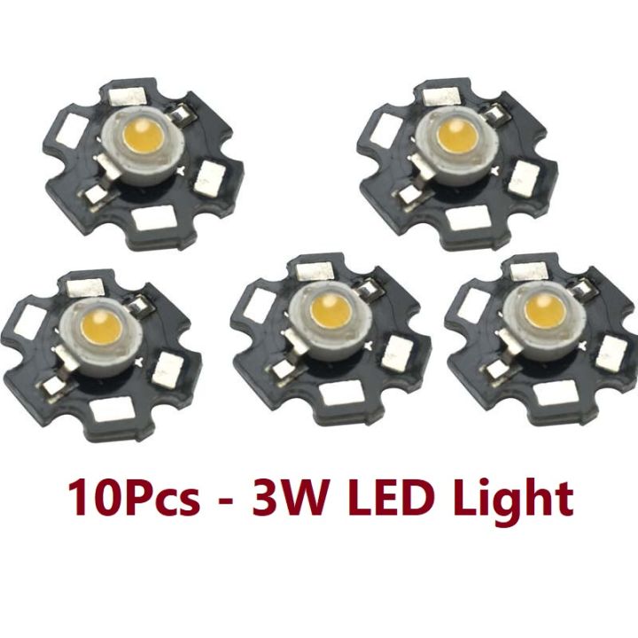 10Pcs- 20mm BLACK PCB Plate WHITE LED Light 3W 3.7V LED Light Bulbs WHITE Color 3W LED Light Plate 3.7V Light 3W Light Plate 20mm Heat Sink Aluminum Base PCB LED Light For 18650 Battery