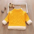 Autumn and Winter Kids' Sweater Boys' round Neck Sweater Girls' Thickened Fleece-Lined Base Pullover Baby Turtleneck Sweater. 