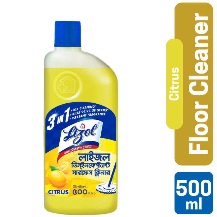 Lizol Disinfectant Floor & Surface Cleaner 500ml Citrus, Kills 99.9% Germs