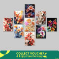 Modern Floral Calligraphy Wall Art Set 9 Pieces for Home & Office Decor, Waterproof PVC, 8"x6" - Magic Mart BD. 