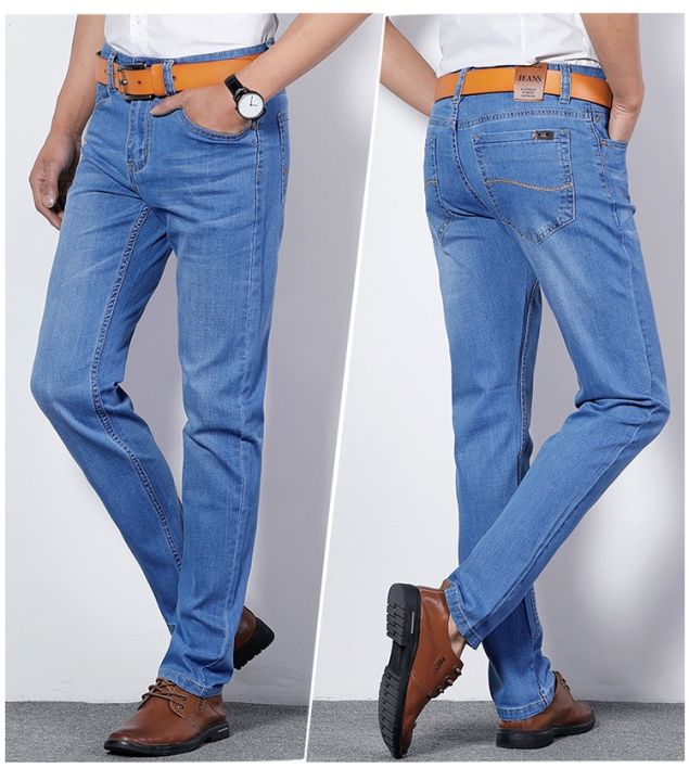 2019%20Summer%20New%20Men%20blue/Light%20Jeans%20Business%20Casual%20Stretch%20Slim%20Denim%20Jeans%20Light%20Blue%20Trousers%20Male%20Brand%20Pants%20Plus%20Size%20-%20Image%206