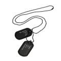 LALA Men Black Military Army 2 Dog Tags Chain Pendant Necklace N045. 