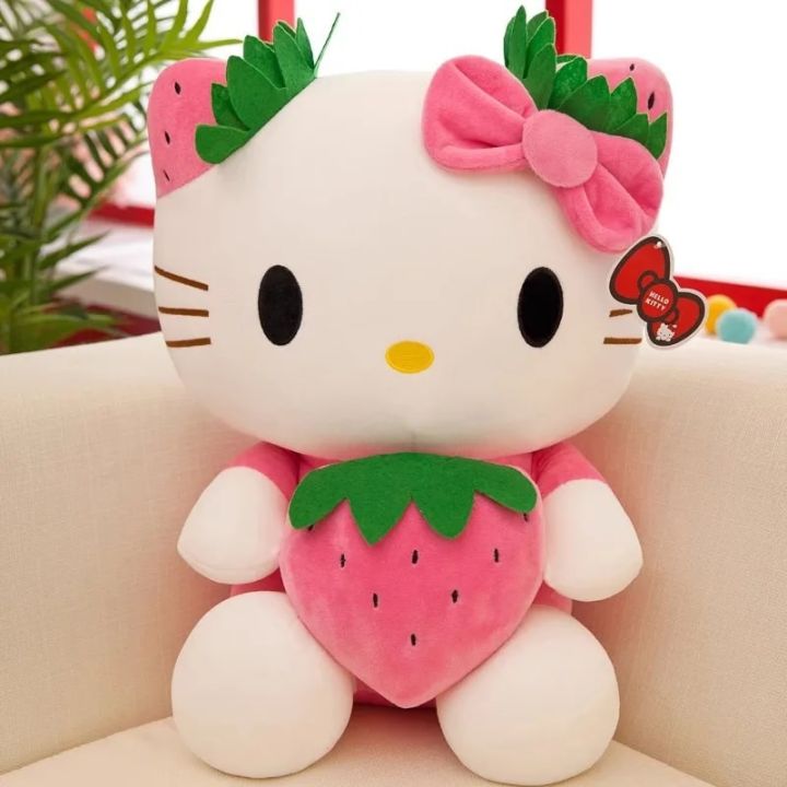 Sanrio Plush Toy Kawaii Hello Kitty Hold Strawberry Cartoon Doll Girl