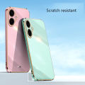 Tokifu for Samsung Galaxy A06 Back Cover Luxury 6D Plating Frame Shiny Bling Phone Pounch Soft Silicone Square Phone Case.