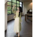 Long Sun Protection Cardigan Pleating Camisole Mid-Length Fairy Skirt Spring2023New fashion outfit. 