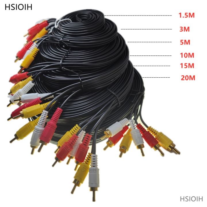 3RCA Male to RCA Male Composite Audio Video AV Cable Plug 3X RCA