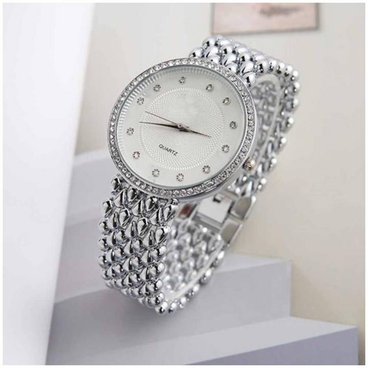 Fashion Quartz Watch for Women Casual Wristwatch with White Dial And Gold Frame