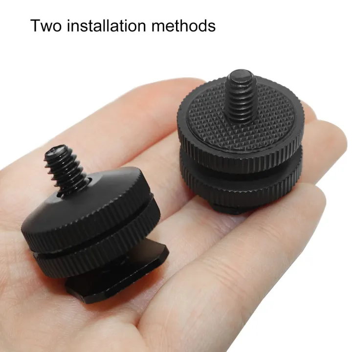 1/4"-20%20Camera%20Hot%20Shoe%20Mount,%201%20Pack%20Flash%20Cold%20Shoe%20Mount%20Tripod%20Screw%20Adapter%20for%20DSLR%20Rig%20Black%20-%20Image%202