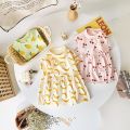 Fashion Summer Holiday Pattern Baby Dress Kids Girls Clothing Short Sleeve.