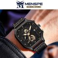 MENSPE Men's Casual Digital Fashion Watch 3ATM Waterproof Quartz Watches Leather Strap Luminous Pointers Wrist Watches with 3 Adjustable Dial. 