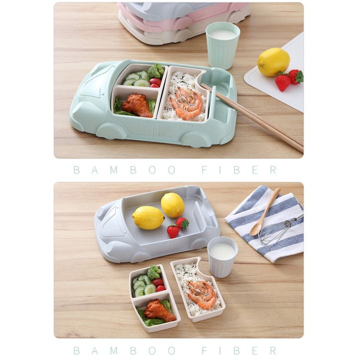 Cartoon%20Car%20Baby%20Dishes%20Set%20Bamboo%20Fiber%20Plate+Cup%20Sub-Grid%20Bowl,B%20-%20Image%202