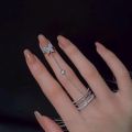 Double Finger Chain Rings For Women Tassel Butterfly Ring.