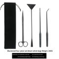 Water Grass Scissors Set Four Pieces Fish Tank Cleaning Tool Stainless Steel Wave Clippers Straight Shears Tweezers Sandscraper.