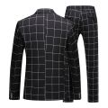 Black Men Suit Set Elegant Office Terno Masculino Completo Blazer+ Pants Luxury Plaid Wedding Business Slim Saco Formal Hombre. 