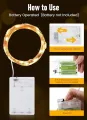 Fairy String Lights - 50 Leds Firefly String Lights - Garden Home Party Wedding Festival Decorations - Crafting Battery Operated Lights, Warm White.