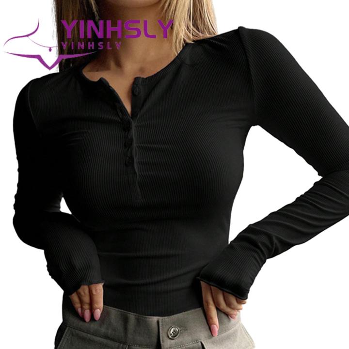 Women%20Round%20Neck%20Solid%20Color%20Tops%20Simple%20Style%20O%20Neck%20Button%20Long%20Sleeve%20Slim%20Fit%20Lady%20T-shirt%20Blouse%20for%20Women%20Soft%20Breathable%20Fall%20Spring%20Top%20Women%20Lightweight%20Long-sleeve%20Tops%20-%20Image%203