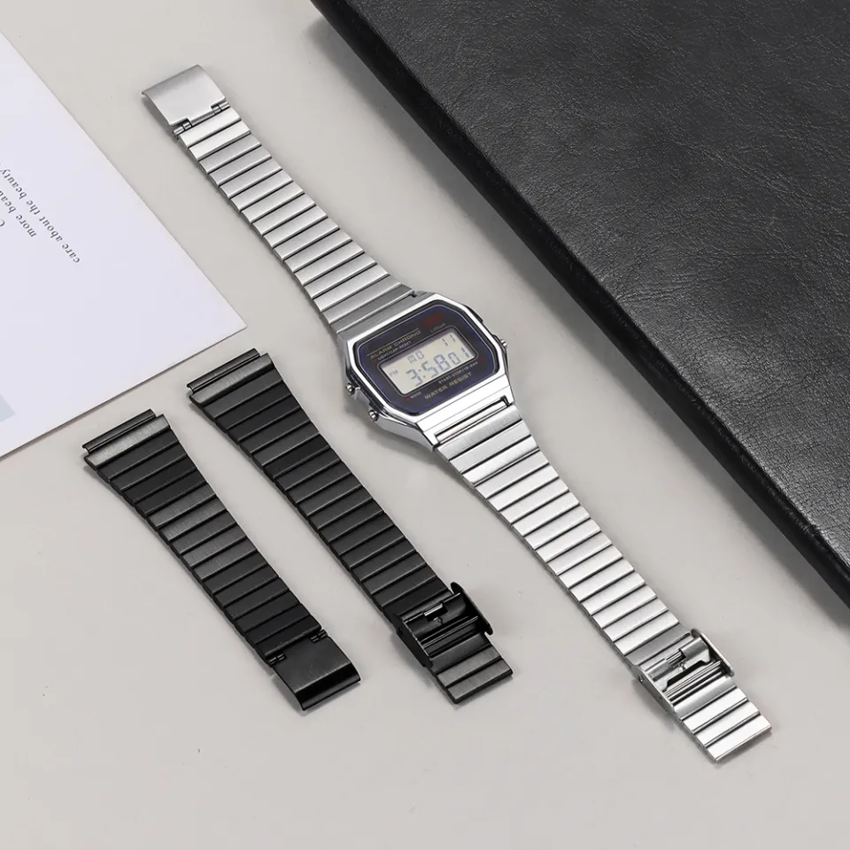 For Casio F-91W Band 18mm Stainless Steel Watch Strap for F105/108