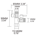 2X Brass Water Diverter 3 Way Shower Diverter Valve T Adapter Shower Shut-Off Valve for Showerhead and Shower Hose.