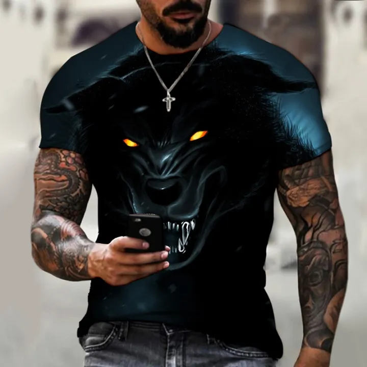 Beast%20wolf%203d%20black%20printing%20series%20new%20summer%20men's%20short%20sleeved%20shirt%20super%20large%20top%20fashion%20street%20wear%20o%20collar%20men's%20shir%20-%20Image%207