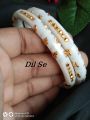 Unique and Gorgious Golden Metal Works Plastic Shakha Pola Bangles. It's for Women White, Party, Wedding, Anniversary, Durga Puja & All Time Use.. 