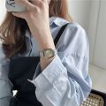 Women Small Square Quartz Watch Fashion Green Dial Stainless Steel Strap Wristwatch. 
