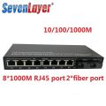 Computer Ethernet 10/100/1000M 8 RJ45 UTP 2 SC Fiber Port Fiber Optical Media Converter Gigabit Ethernet Switch.