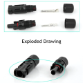 MC4 Solar Connector 30A DC Solar Panel Cable PV Connectors for Solar PV Energy System Waterproof Flame Retardant Connector. 