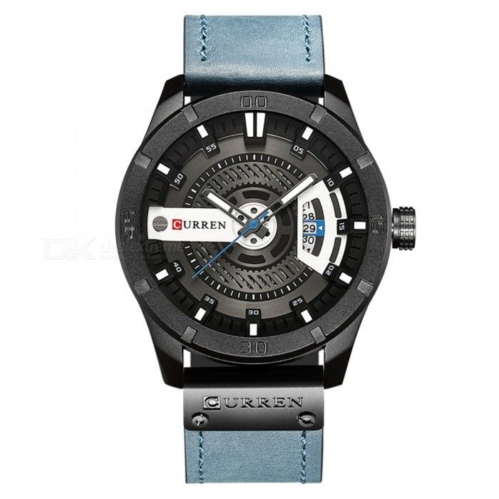 Curren 8301 - Leather Analog Watch for Men-Blue