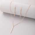 Bohemian Geometric Pendant Necklace Earrings Set for Women Simple Rose   Clavicle Chain Lady Jewelry Gift 19752. 