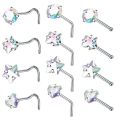 4PCS Surgical Steel Heart Nose Ring Stud Pack Real Star L Shape Nose Piercing Stud Set Square Nose Rings Set Piercing Nariz Lote.