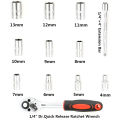 Socket Wrench 12PCS Set Extension Rod Multi-function Ratchet Spanner Set Car Motorcycle Repair Hand Tool Set.