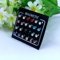 【Shop the Latest Trends】 12Pairs/Set Unisex Rhinestone Inlaid Magnetic Stud Earrings Non Piercing Jewelry.