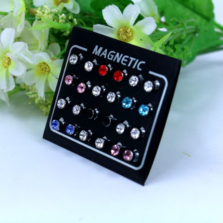 %E3%80%90Shop%20the%20Latest%20Trends%E3%80%91%2012Pairs/Set%20Unisex%20Rhinestone%20Inlaid%20Magnetic%20Stud%20Earrings%20Non%20Piercing%20Jewelry%20-%20Image%203