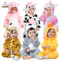 MICHLEY Halloween Costume Infant Baby Clothes Rompers Winter Flannel Hooded Bodysuits Pajamas Animals Overall Jumpsuit For Bebe.