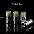 4Pcs Tire Pressure Indicator Valve Cap Anti-theft Upgrade Auto Tire Pressure Alarm Valve Stem Caps Cover Sensor Indicator Alert Tyre Air Gauge Warning Device. 