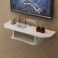 2 Tier Floating Shelf, Media Console Wall Mounted, for Cable Boxes/Routers/Remotes/DVD Players/Game Consoles, Wood Wooden. 