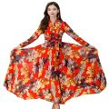 New Attractive Print Women Long Gown Maxi Dress Long Sleeve One Piece Long Kurti Digital Print.
