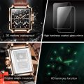 OLEVS 9919 Square Fashion Watches for Men Chronograph Waterproof Leather Wrist Watch - Watch For Men.