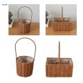Wicker Rattan Flower Basket, Handwoven Basket with Handle and Insert, Wedding Flower Round. 