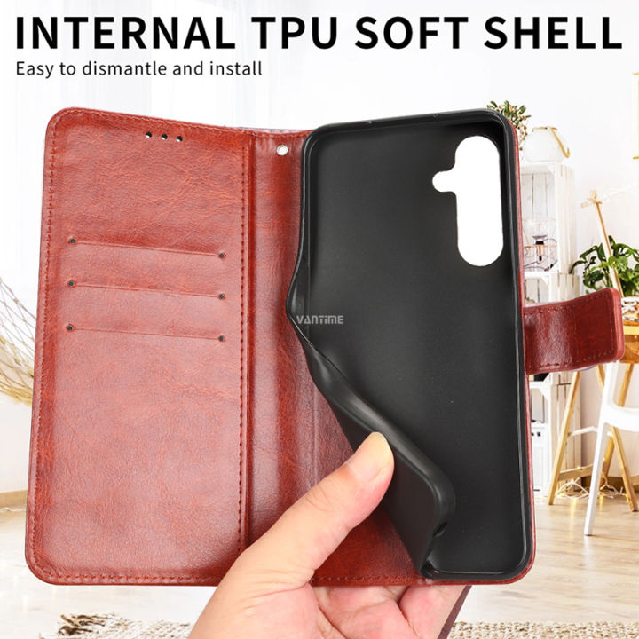 Vantime%20for%20Samsung%20Galaxy%20M55%205G%20Classic%20PU%20Wallet%20Case%20Card%20Slot%20Flip%20Stand%20Cover+Lanyard%20-%20Image%204
