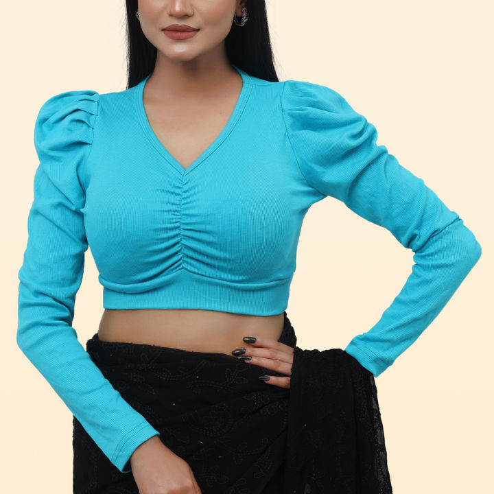 Crop top full sleeve fashionable blouse for women's.
