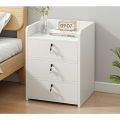 Bedside Table, Household Storage Cabinet, 3 lock Drawers, Guideline, Sofa Side Table, Telephone Station for Bedroom, Living Room and your Office use,24/16.