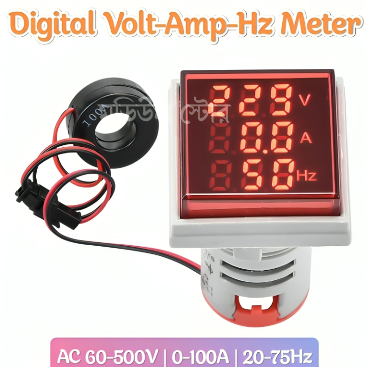 Digital AC Volt AMP Hz Meter Measure and Display AC Voltage Current and