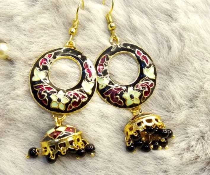 Black Minakari Earrings For Women- Pc Kurti