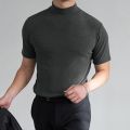 【2023】 New Tight Solid Color T-shirt Casual Streetwear High-neck Short-sleeved Bottoming Shirt S-5XL 2023 Summer. 